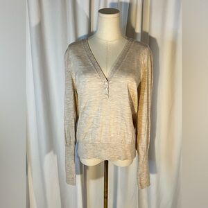 Veronica Beard Inez Stretch Merino Henley Sweater | XL